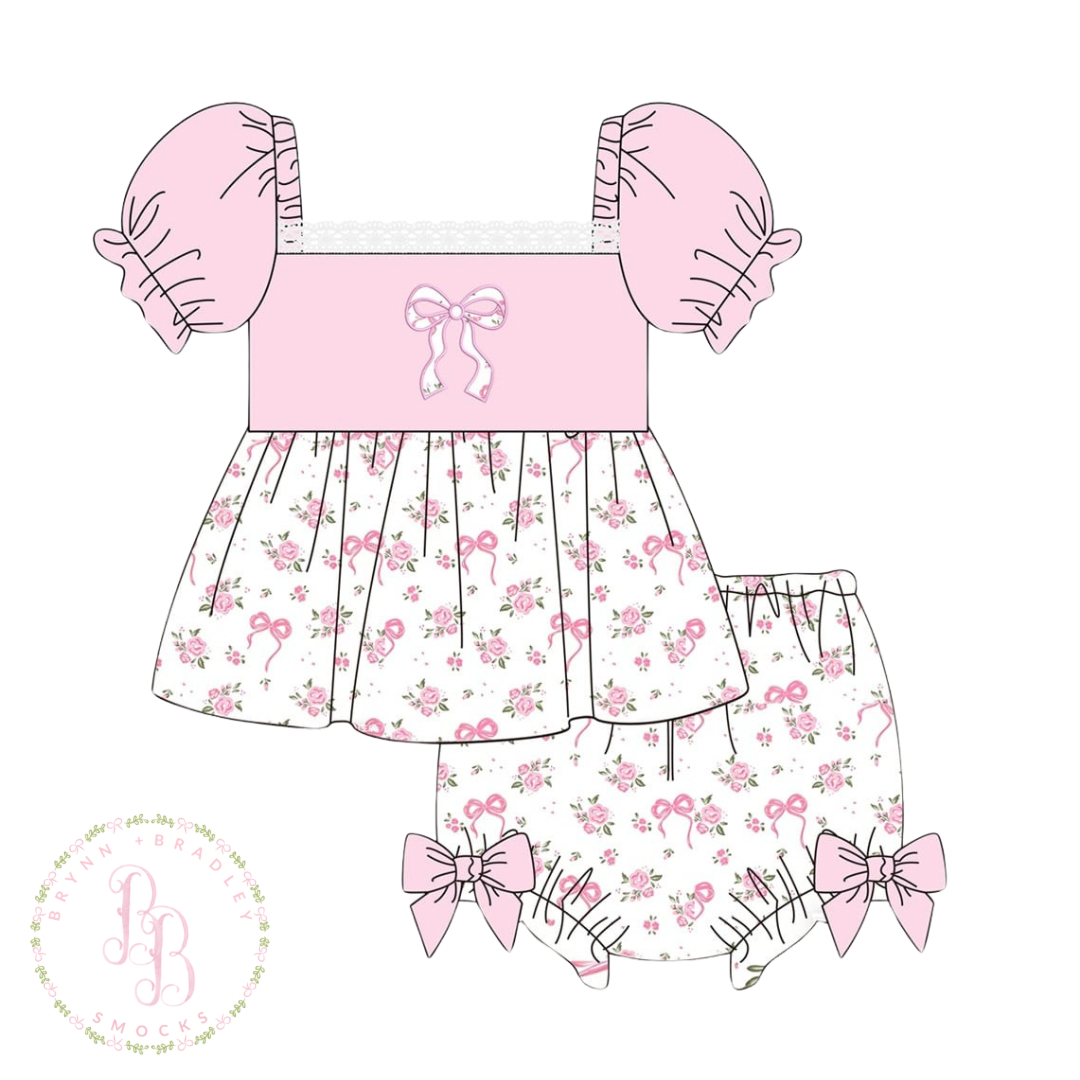 RTS: Roses + Bows Girl Diaper Set