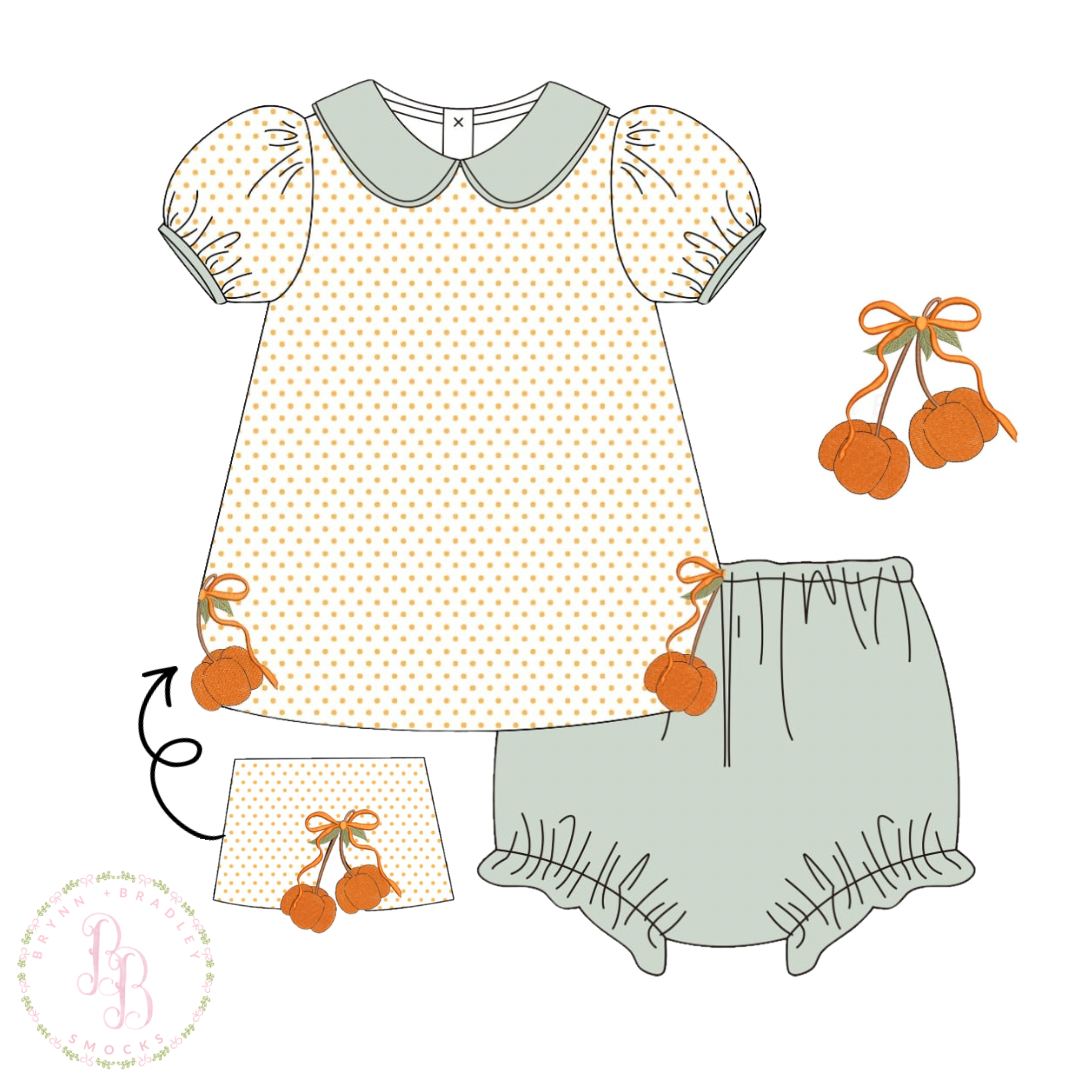RTS: Sage Pumpkins Girl Diaper Set