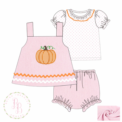 RTS: Gingham Pumpkins Girl Diaper Set