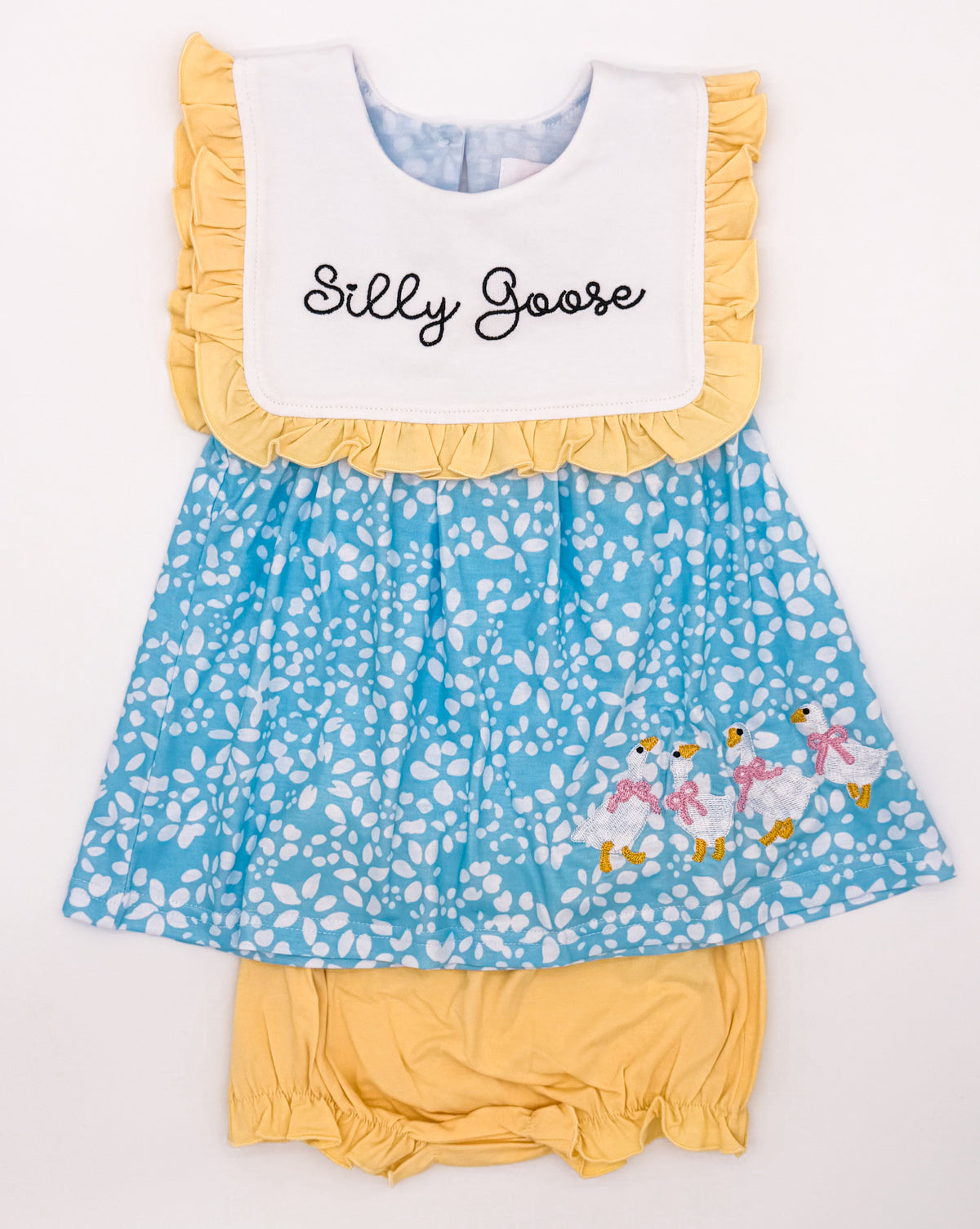 RTS: Floral Silly Goose Girl Diaper Set