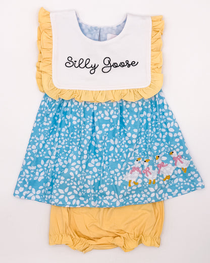 RTS: Floral Silly Goose Girl Diaper Set