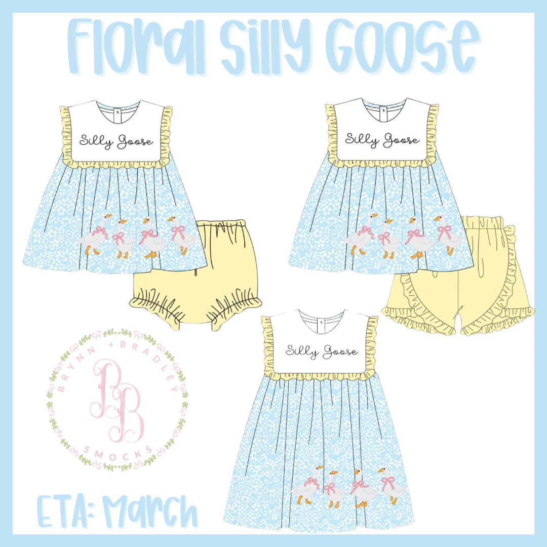 RTS: Floral Silly Goose Girl Diaper Set