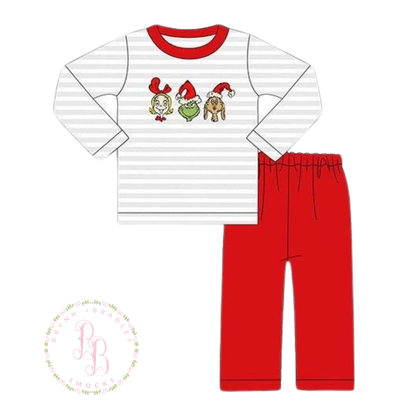 RTS: Whoville Holiday Trio Boy Pants Set