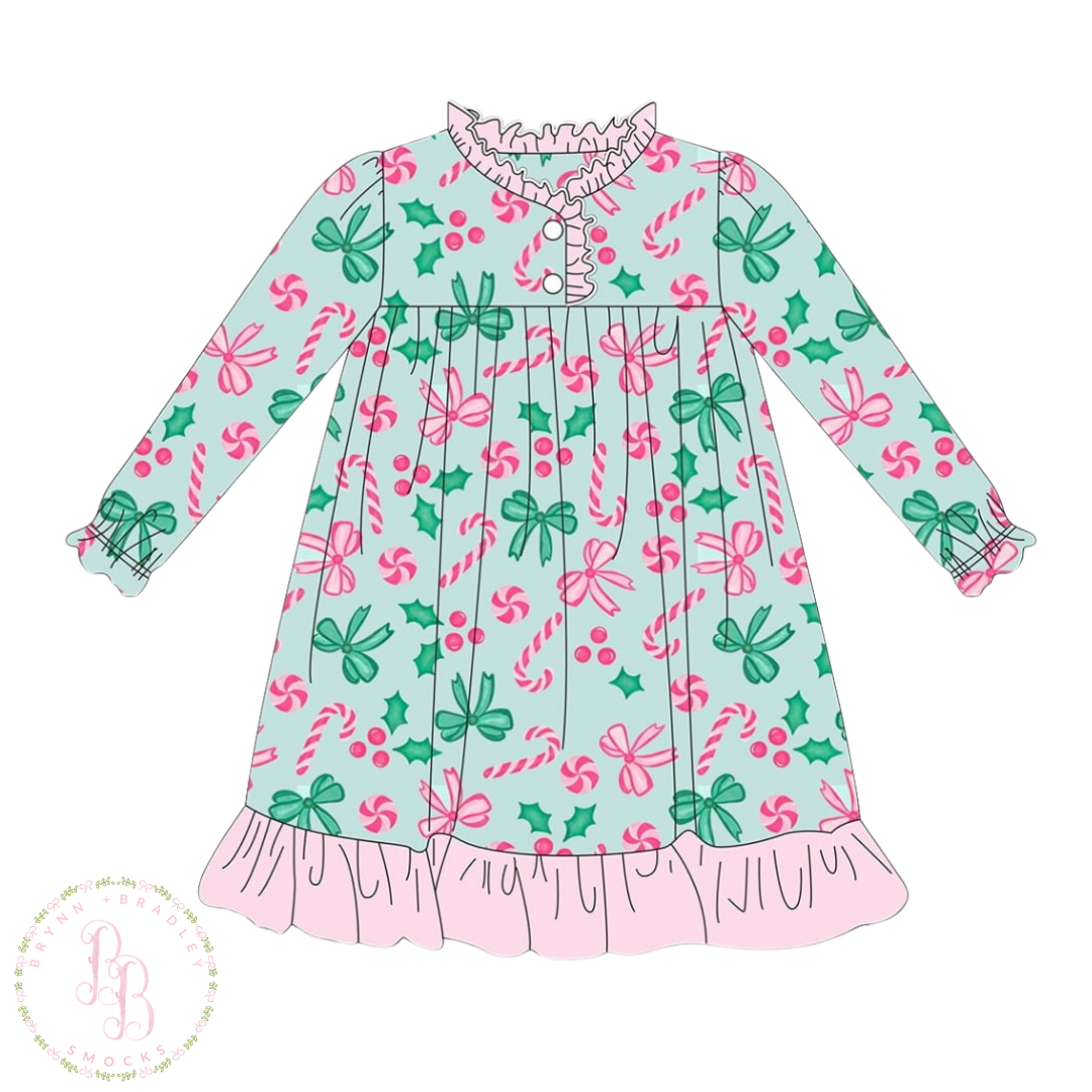 RTS: Candy Cane Lane PJs Girl Nightgown