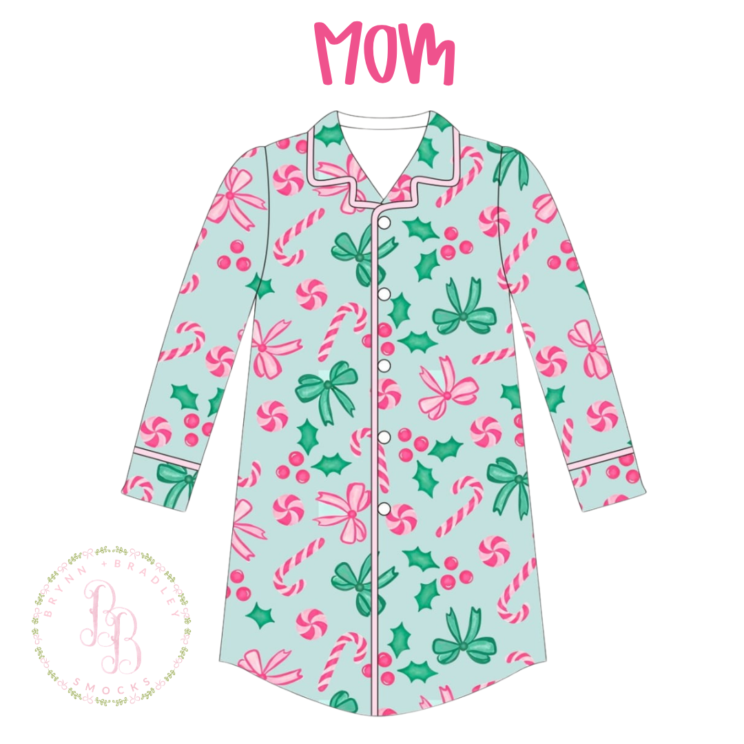 RTS: Candy Cane Lane PJs Mom Nightgown