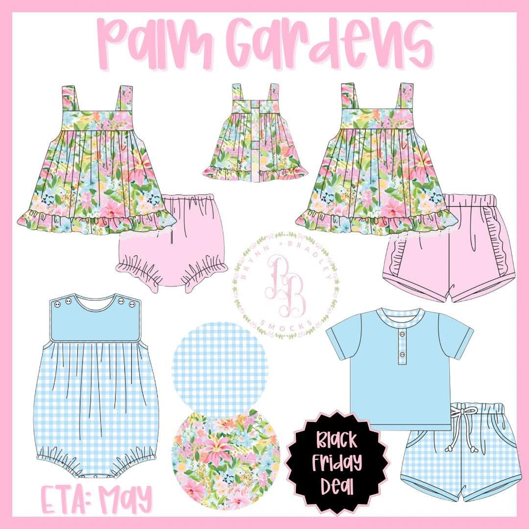 RTS: Girl’s Palm Gardens Diaper Set