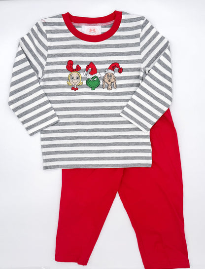 RTS: Whoville Holiday Trio Boy Pants Set