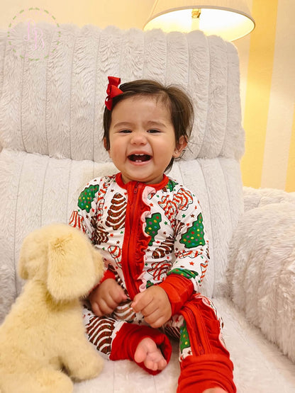 RTS: Christmas Tree Cakes Bamboo Ruffle Zippy