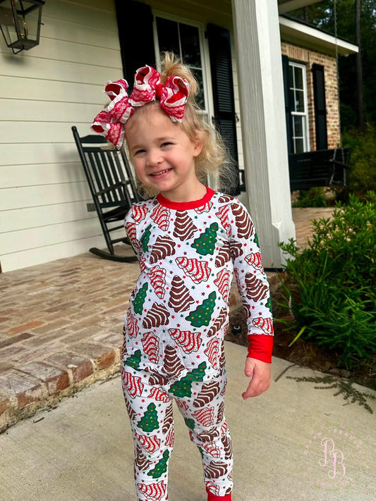 RTS: Christmas Tree Cakes Bamboo Long Sleeve Pants Set