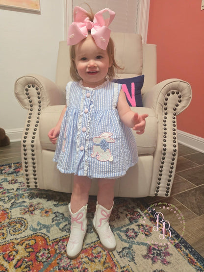RTS: Hop Little Bunnies Girl Diaper Set **Dress Length 5T-6T!**