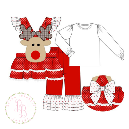 PO29: Red Nosed Reindeer Girl Pants Set