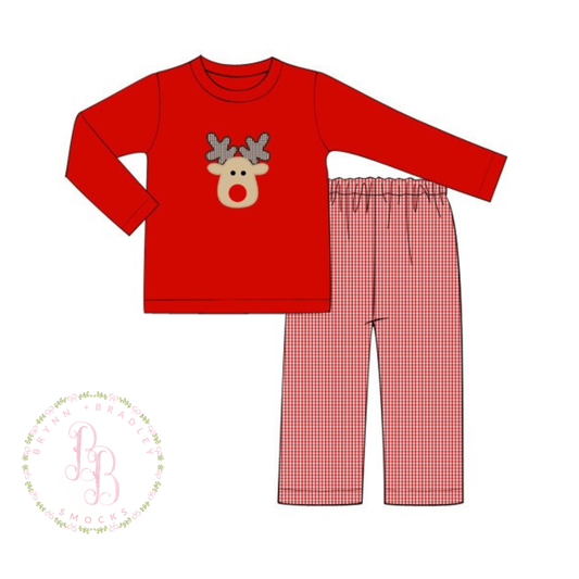 PO29: Red Nosed Reindeer Boy Pants Set