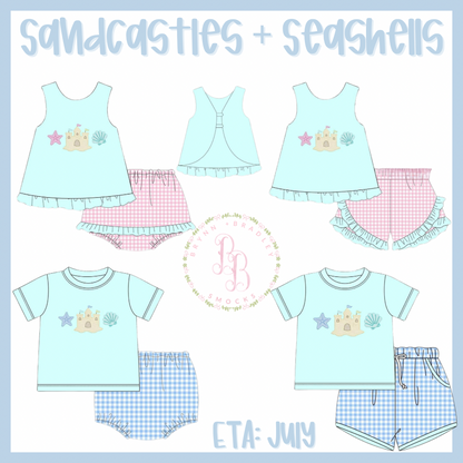 RTS: Sandcastles + Seashells Girl Diaper Set