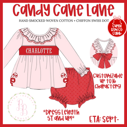 PO29: Candy Cane Lane Girl Diaper Set + Dress