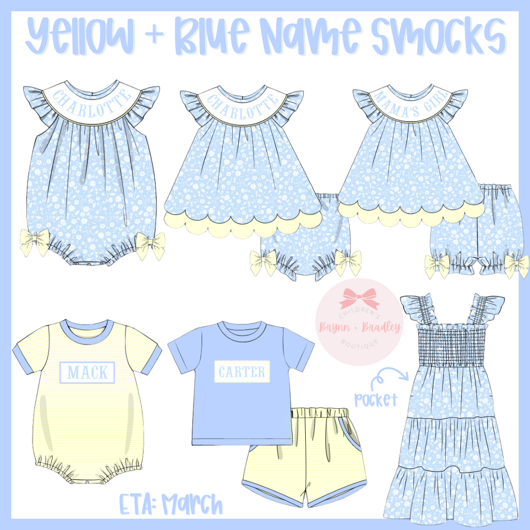 PO13 Yellow + Blue Name Smocks Collection