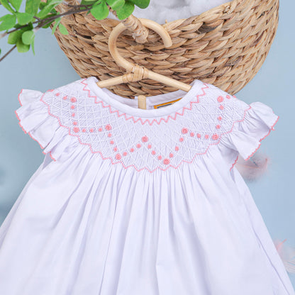 RTS: Girl’s Tiny Flower Smocked Bishop Dress